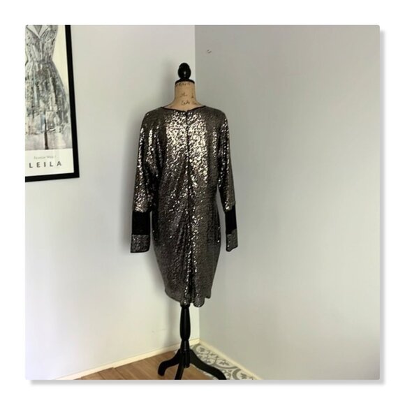 ASOS CURVE All Over Sequin With Mesh Inserts Mini Dress Sz 18 NWT - Picture 7 of 16